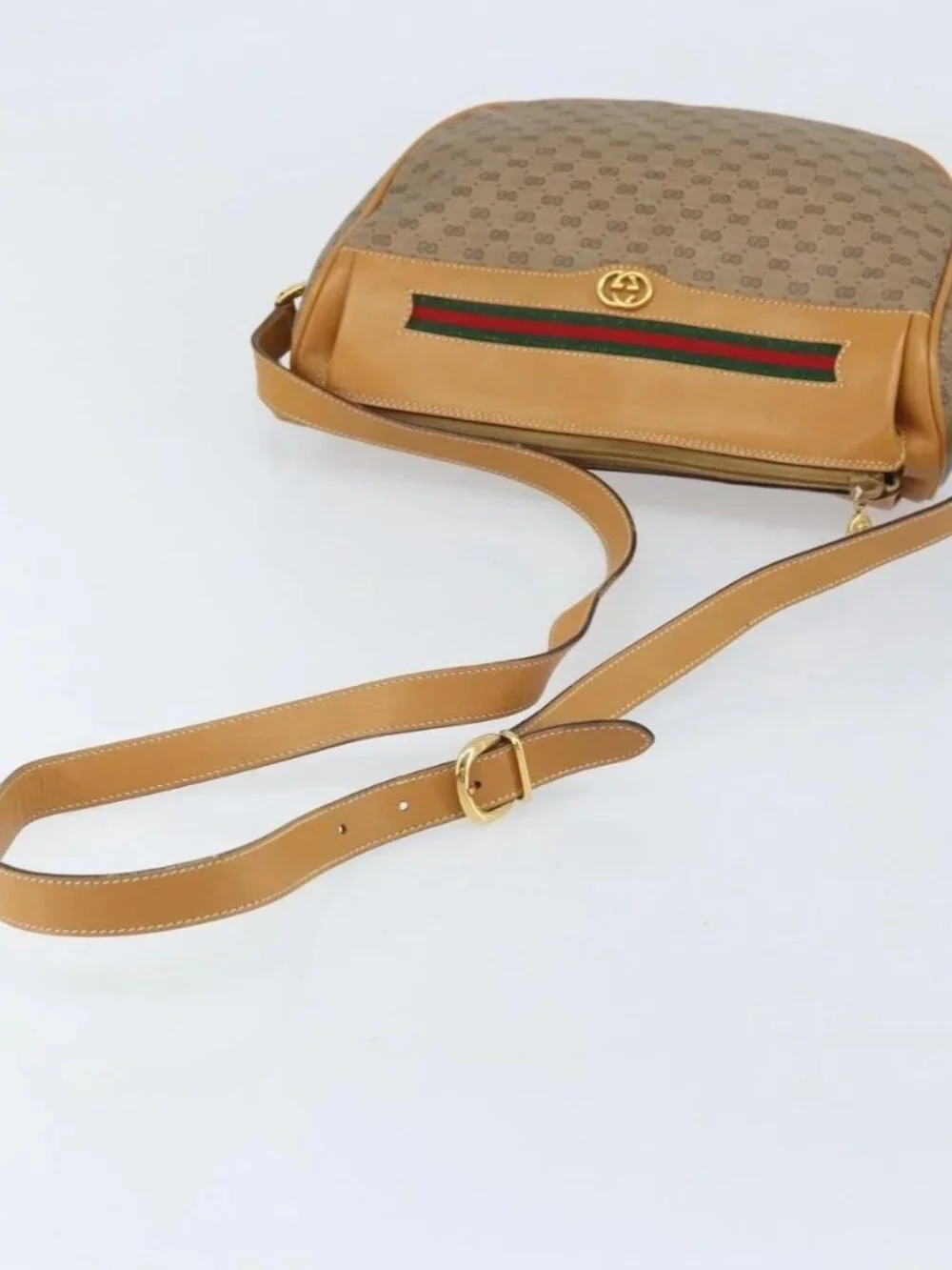 GUCCI Micro GG Supreme Web Sherry Line Bag PVC Beige 001 115 0918 Auth BA10601 - Picture 8 of 16